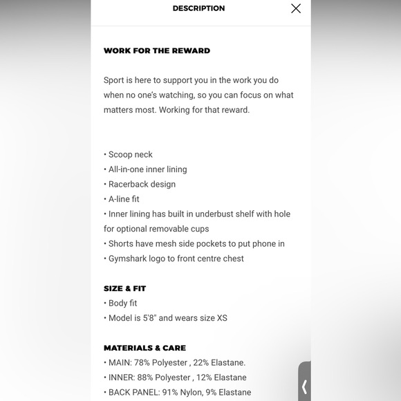 NEW Gymshark Sport Dress - Black Size Small - Picture 7 of 7